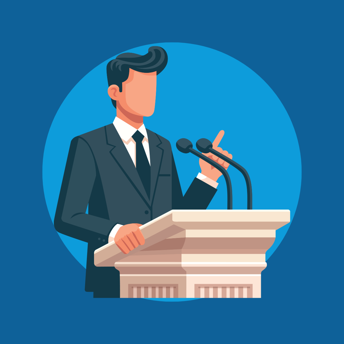 Illustration einer Person am Rednerpult
